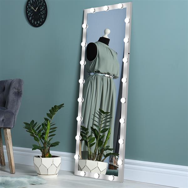 Hollywood Full Length Mirror with Lights Full Body Vanity Mirror with 3 Color Modes Lighted Standing Floor Mirror for Dressing Room Bedroom Wall Mounted Touch Control Silver 63"x24"