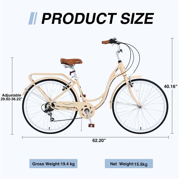 7 Speed, Steel Frame, Multiple Colors 24 Inch Ladies Bicycle