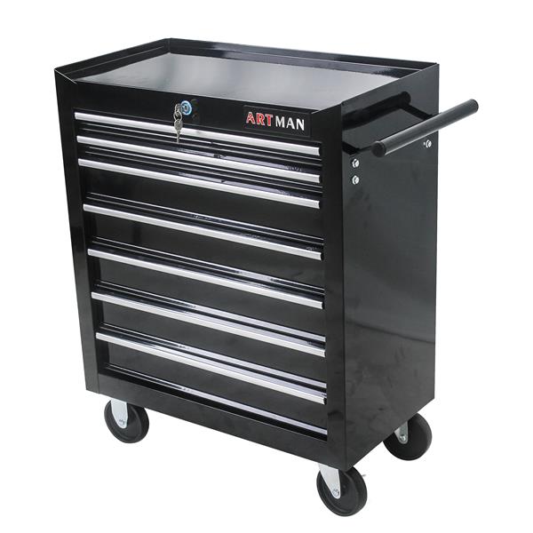 7 DRAWERS MULTIFUNCTIONAL TOOL CART WITH WHEELS-BLACK