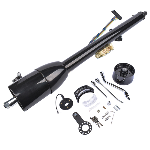 32" Black Stainless Automatic Tilt Steering Column Shift with Key, Adapter