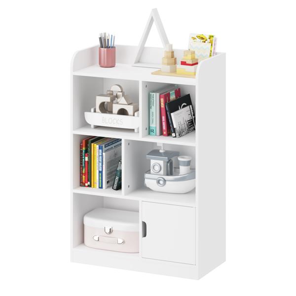 Kids Bookcase, Bookshelf with 6 Compartments,  Shelves and Cube Organizer, for Bedroom Living Room Office Closet School in White