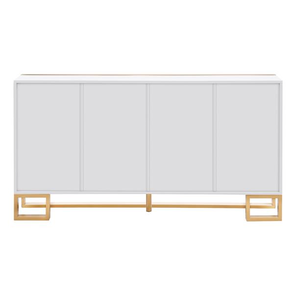 Modern Style 59"L Sideboard with Large Storage Space and Gold Metal Legs for Living Room and Entryway (White)