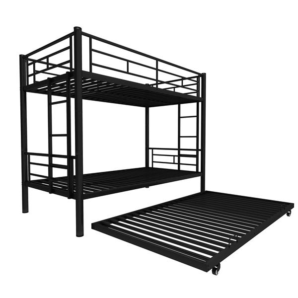 Heavy-duty Sturdy Meta Twin over Twin Bunk Bed/l/ Noise Reduced/ Safety Guardrail/No Box Spring Needed,Black