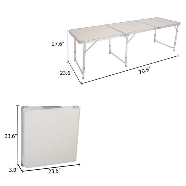 180 x 60 x 70cm Home Use Aluminum Alloy Folding Table White