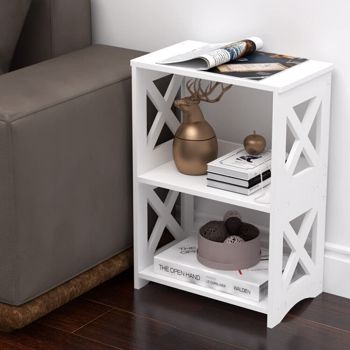 Bedside Table White Drawer Cabinet Small Side End Table Nightstand Storage Shelf