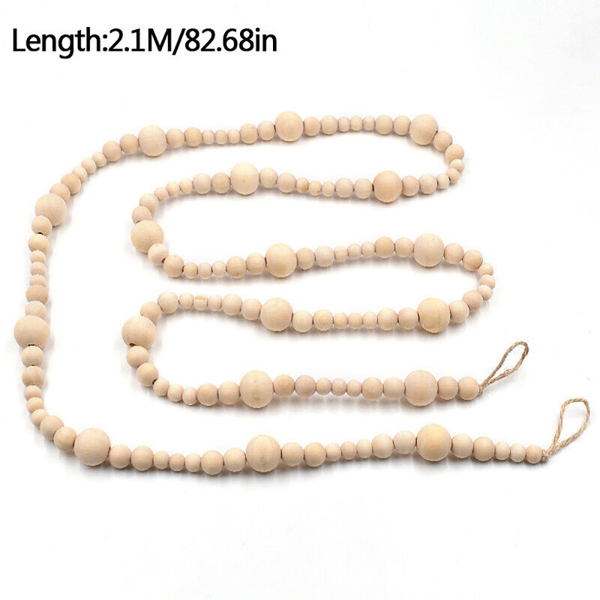 Round Wooden Beaded Garland Wood Bead Garland Boho Home Baby Room Decortion Wall