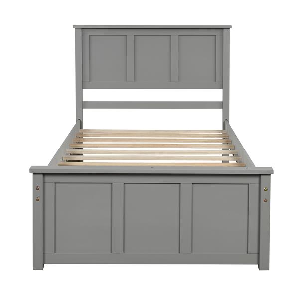 Platform Storage Bed, 2 drawers with wheels, Twin Size Frame, Gray