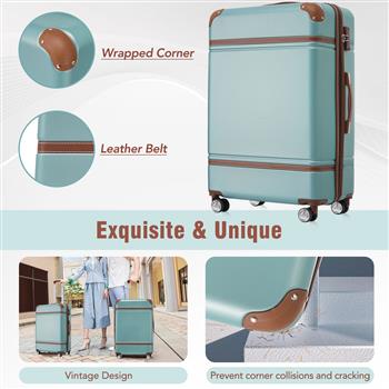 Hardshell Luggage Sets 3 Pieces 20\\"+28\\" Luggages and Cosmetic Case Spinner Suitcase with TSA Lock  Lightweight