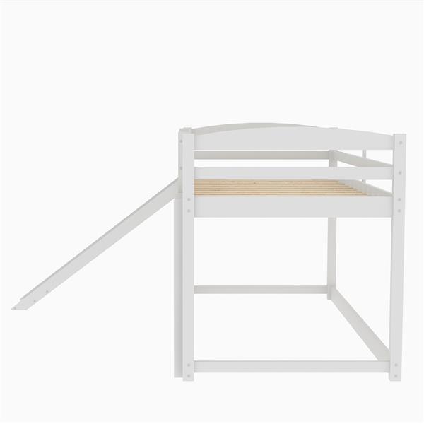 Twin over Twin Bunk Bed with Convertible Slide and Ladder , White