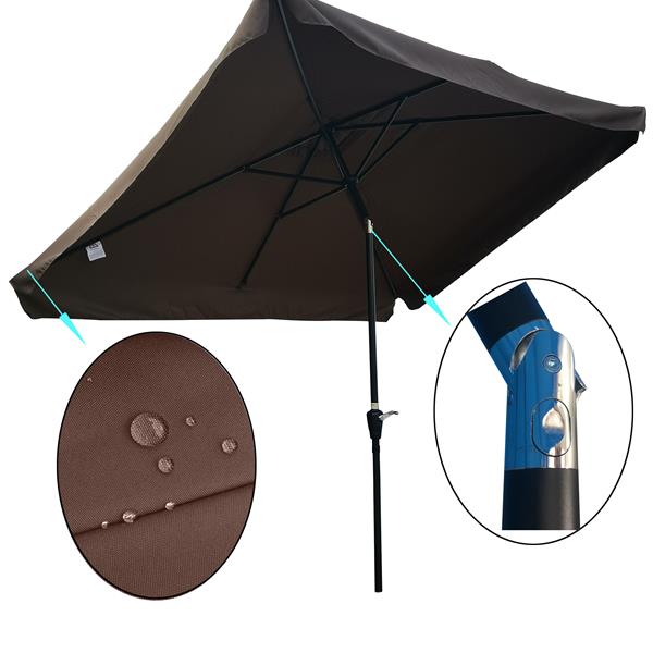 10 x 6.5ft Rectangular Patio Umbrella Outdoor Market Umbrellas with Crank and Push Button Tilt for Garden Swimming Pool Market