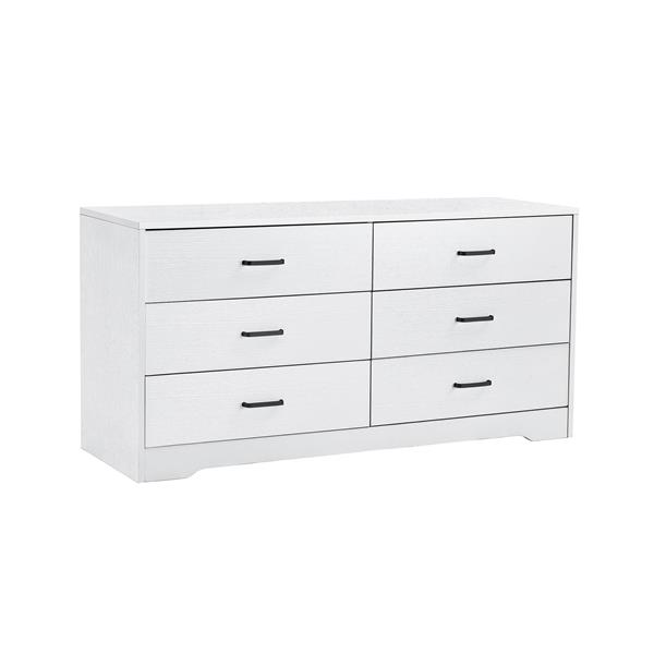 WOOD MDF BOARDS, 6 Drawers Dresser, WHITE