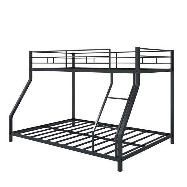 Twin Over Twin Metal Bunk Bed with Trundle Heavy Duty Twin Size Metal Bunk Beds Frame with 2 Side Ladders Convertible Bunkbed with Safety Guard Rails,No Box Spring Needed (Black/Silver)