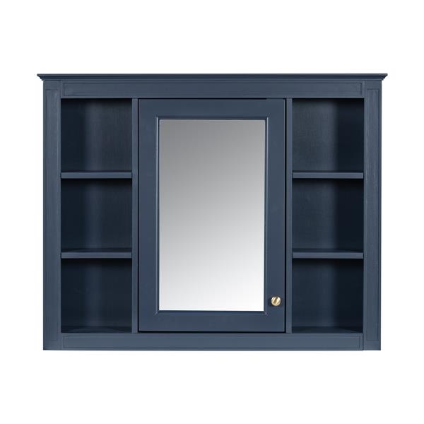 36'' Bathroom Vanity with  Medicine Cabinet, Royal Blue Mirror Cabinet, Modern Bathroom Storage Cabinet with 2 Soft Closing Doors and 4 Drawers, Single Sink Bathroom Vanity