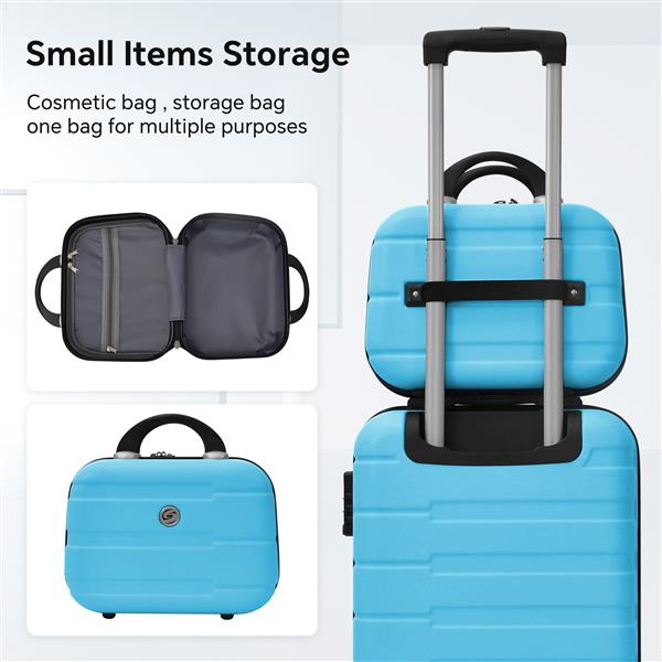 4 Piece Hard Shell Luggage Set,Carry on Suitcase with Spinner Wheels,Family Luggage Set,Aqua Blue(12/20/24/28in)