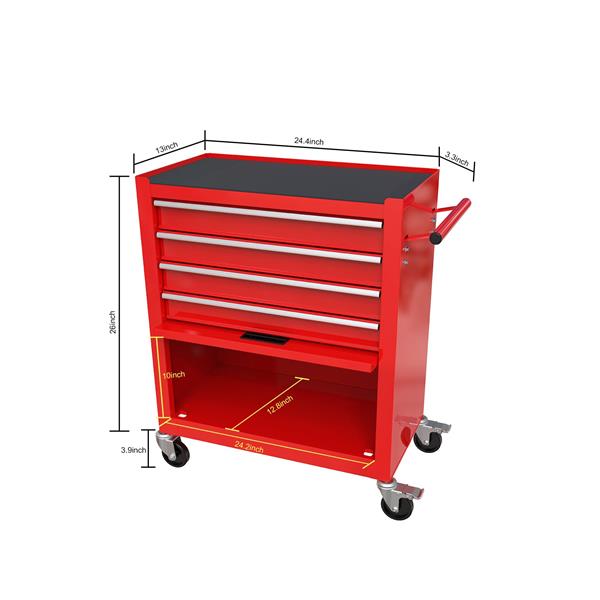 4 Drawers Tool Cabinet with Tool Sets-RED