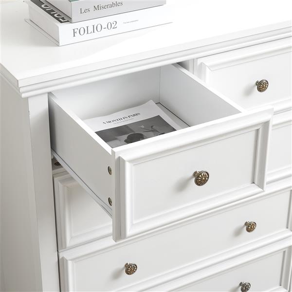 Modern 6 Drawers Dresser 6 Drawers Cabinet,Chest of Drawers Closet Organizers and Storage Clothes Storage Drawers Cabinet for Living Room, Farmhouse Dresser Organizer white