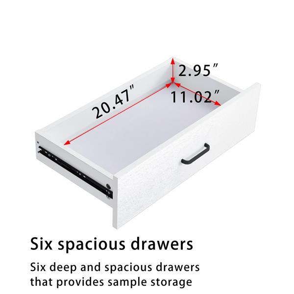 WOOD MDF BOARDS, 6 Drawers Dresser, WHITE