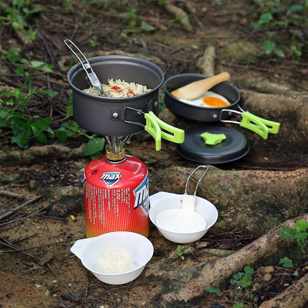 Portable Stove Set Camping Hiking Cookware Outdoor Picnic Bowl Pot Cooking Tool