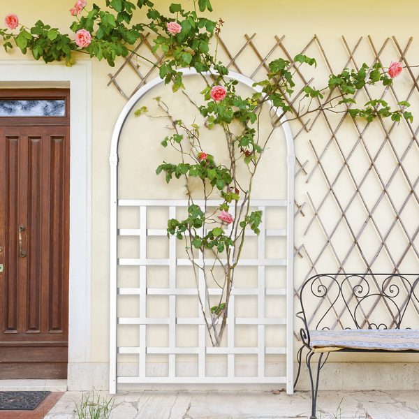 Garden Trellis 42"W x 75"H for Climbing Plants, Vinyl Trellis Indoor Outdoor Plant Support for Vines, Flowers, Vegetables, White