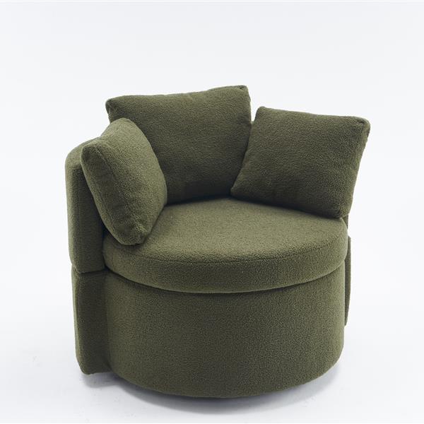 Fabric Swivel And Storage Chair With Back Cushion For Living Room,Green