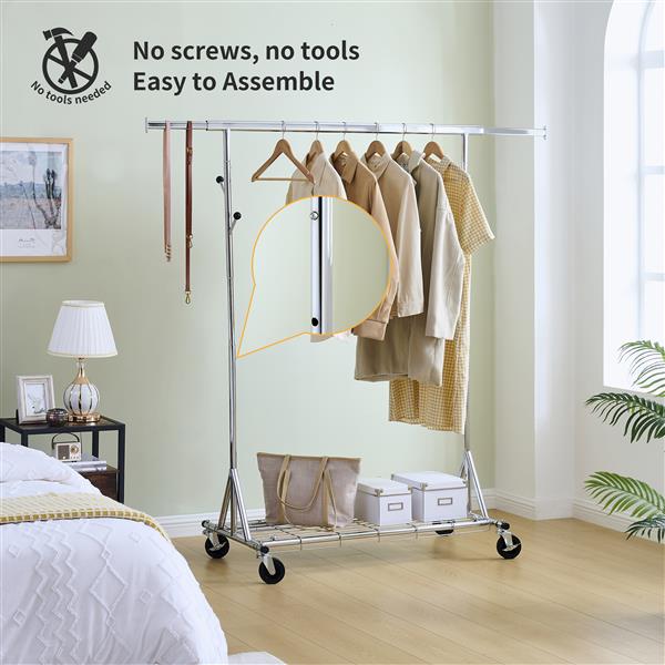 Clothes Rack Heavy Duty Clothing Rack 600LBS Rolling Clothes Racks for Hanging Clothes,  Commercial Garment Rack Heavy Duty Clothes Rack Collapsible ＆ Portable Clothing Rack with Wheels