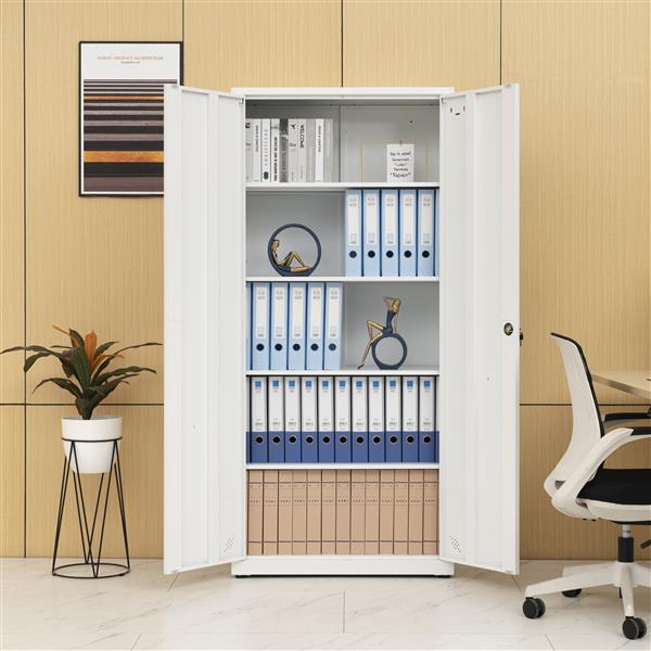 High Storage Cabinet with 2 Doors and 4 Partitions to Separate 5 Storage Spaces, Home/ Office Design