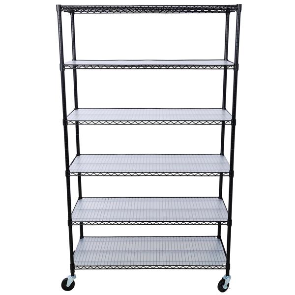 6 Tier 6000lbs Capacity NSF Metal Shelf Wire Shelving Unit, Heavy Duty Adjustable Storage Rack with Wheels & Shelf Liners for Commercial Grade Utility Steel Storage Rack, Black - 82"H x 48"L x 18"D