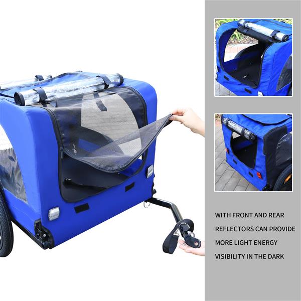 Blue High Quality 16 inch air wheel Pet Bike Trailer for Dogs Foldable Bicycle Pet Trailer