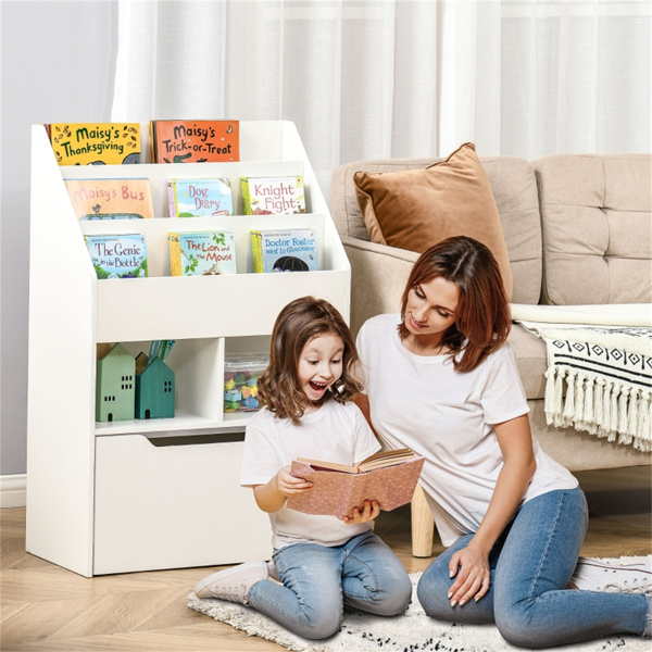 Kids Shelf Book/Storage Cabinet-White