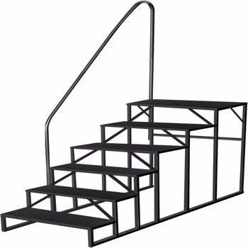 RV Stairs 6 Step Ladder, RV Steps Anti-Slip, Hot Tub Steps with Handrail, 660 lbs RV Ladder for 5th Wheel RV, Mobile Home Stairs