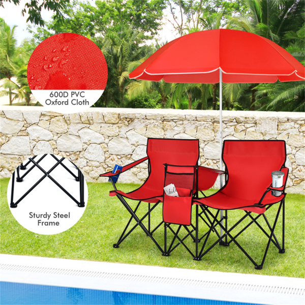 Outdoor camping chair with umbrella