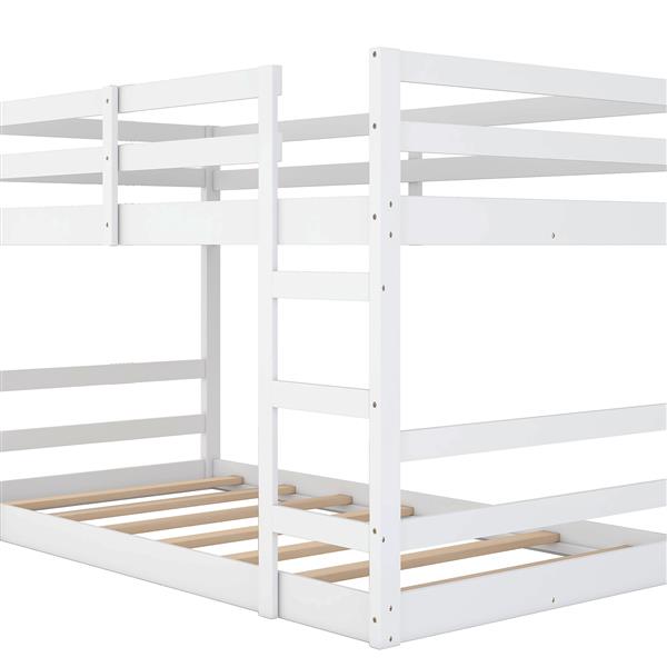 Twin Over Twin Bunk Bed with Ladder, White