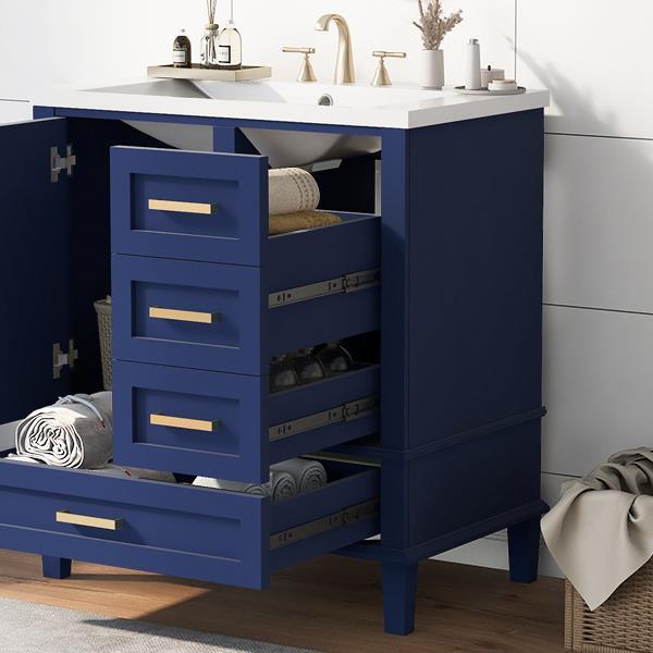 30" Bathroom Vanity , Modern Bathroom Cabinet with Sink Combo Set, Bathroom Storage Cabinet with a Soft Closing Door and 3 Drawers, Solid Wood Frame(Blue)