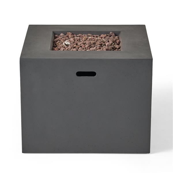 Outdoor Patio 24.5" H x 31.25" W Square Gas Burning Concrete fire Pit  - 40, 000 BTU, Dark Grey