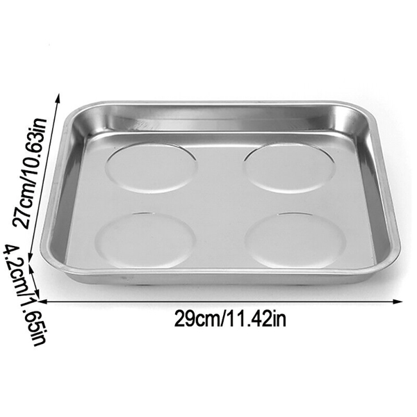 Large Magnetic Stainless Steel Tray Dish Tool Parts Holder Storage 10.5 x 11.5"