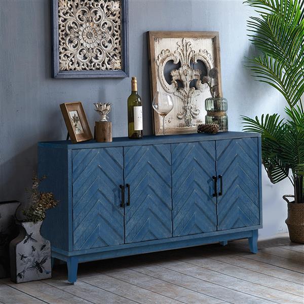 Stronger Vintage Style Buffet Cabinet, Lacquered Storage 4 Door Wooden