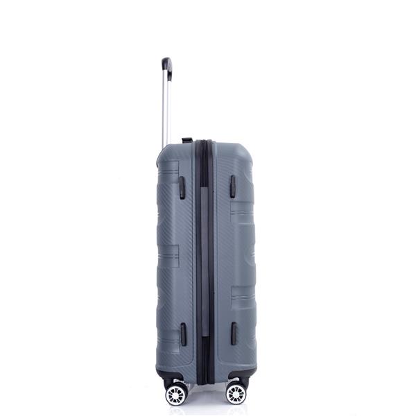 Hardshell Suitcase Spinner Wheels PP Luggage Sets Lightweight Durable Suitcase with TSA Lock,3-Piece Set (20/24/28) ,Gray