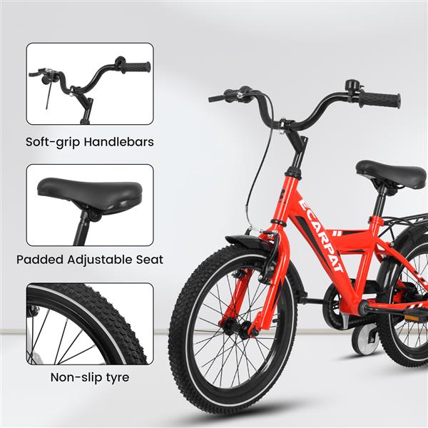 A14115 Kids Bike 14 inch for Boys & Girls with Training Wheels, Freestyle Kids' Bicycle with fender and carrier.