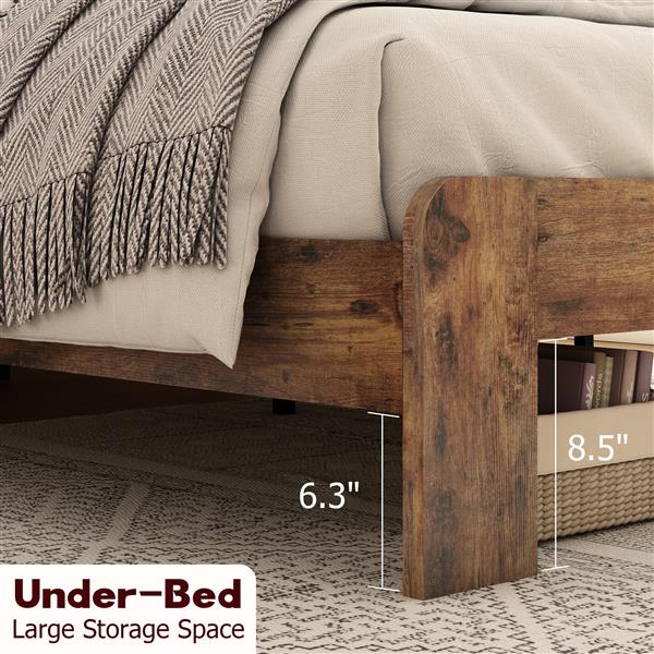 Bed Frame Full Size, Wood Platform Bed Frame , Noise Free,No Box Spring Needed and Easy Assembly Tool,Large Under Bed Storage,Dark Brown