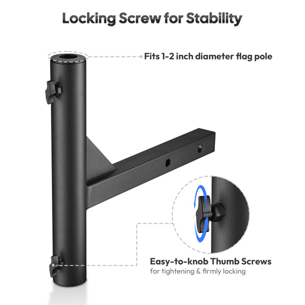 15"x2"x18" Hitch Mount Flagpole Holder, Flag Holder Compatible with Hitch Flagpoles Within 1” to 2” & Universally for 2” Hitch Receiver on RV SUV Pickup Truck Camper Trailer Jeep