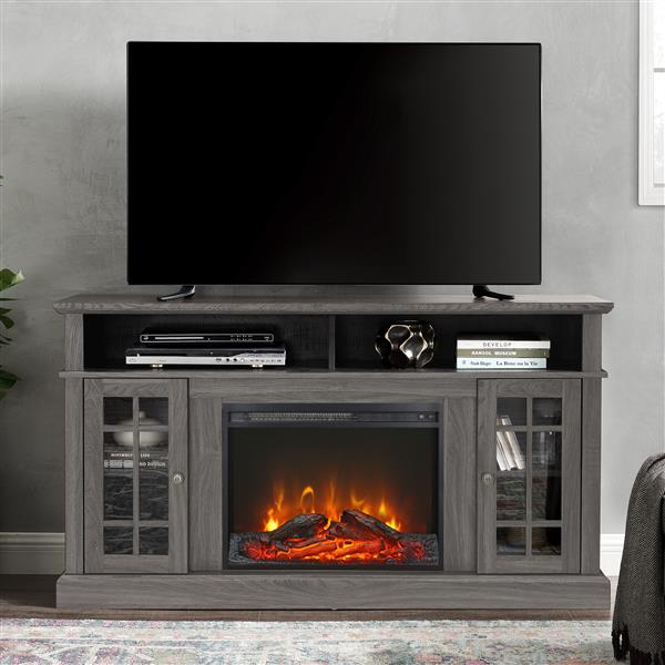 23 inch electric fireplace insert, cost-effective heater with log set & realistic flame, overheating protection