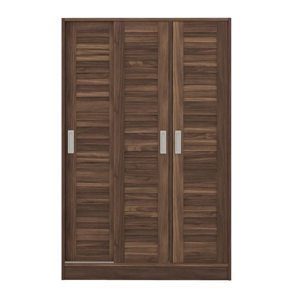 3-Door Shutter Wardrobe with shelves, Walnut