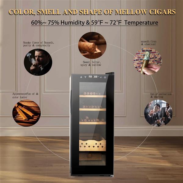 35L Cigar Humidors with 3-IN-1 Cooling, Heating & Humidity Control, 200 Counts Capacity Cigar Humidor Humidifiers with Constant Temperature Controller, Father's Day Gift for Men