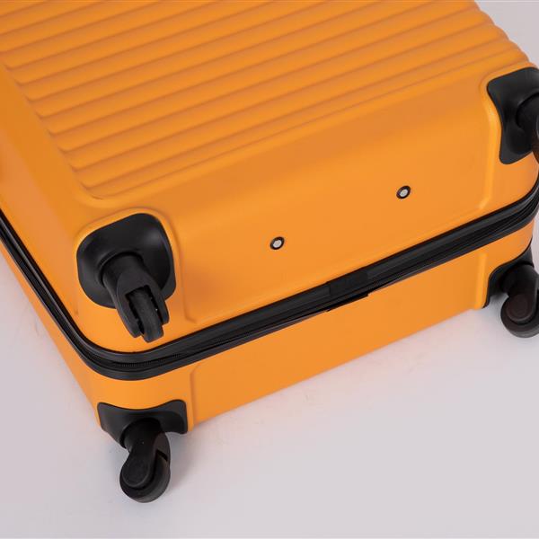 3 Piece Luggage Sets ABS Lightweight Suitcase with Two Hooks, Spinner Wheels, TSA Lock, (20/24/28) ORANGE