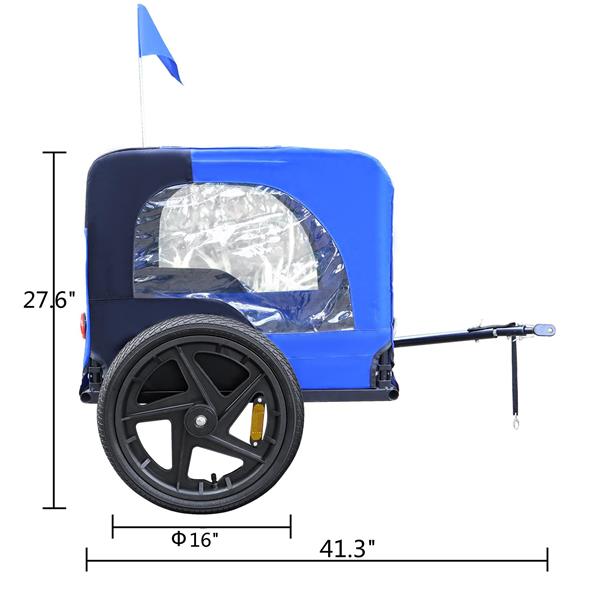 Blue High Quality 16 inch air wheel Pet Bike Trailer for Dogs Foldable Bicycle Pet Trailer