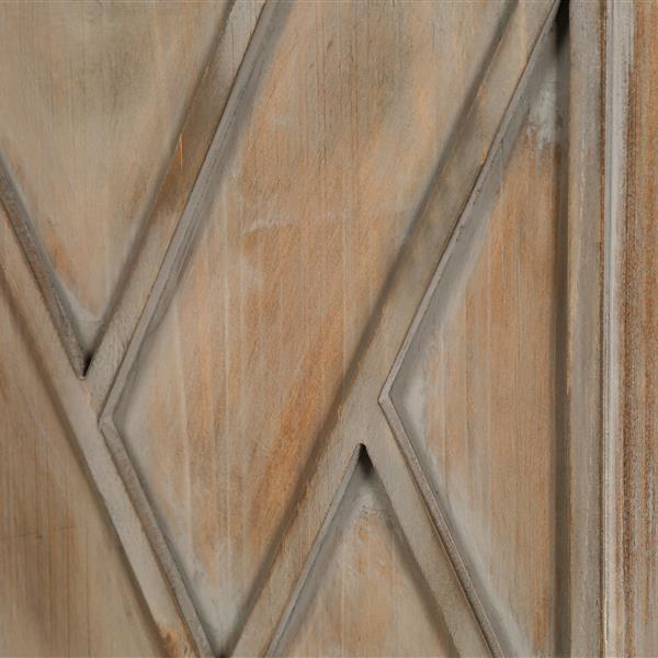 4 门木质斜纹餐柜 美式乡村复古旧式客厅餐厅门厅入口柜（棕色）-12