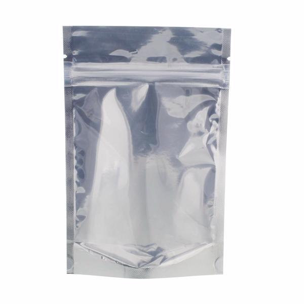 100pcs Silver Clear Resealable Stand Up Foil Mylar Zip Lock Heat Seal Food Bags