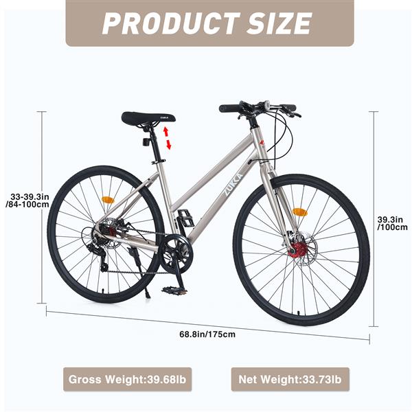 7 Speed Hybrid bike Disc Brake 700C Road Bike For men women's City Bicycle