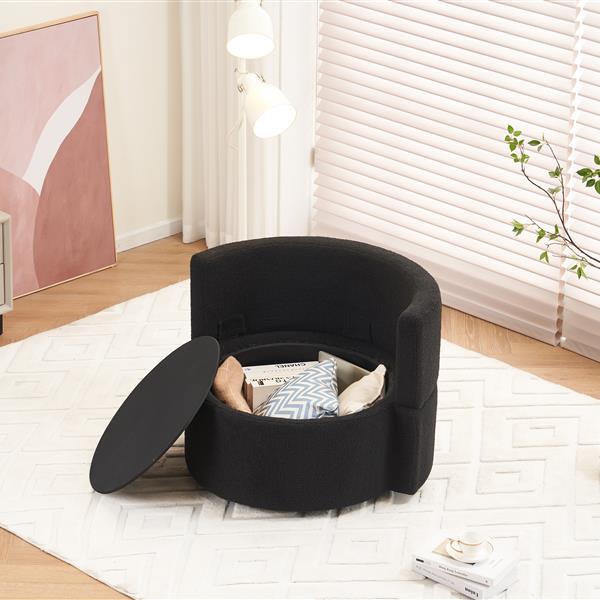 Fabric Swivel And Storage Chair With Back Cushion For Living Room,Black