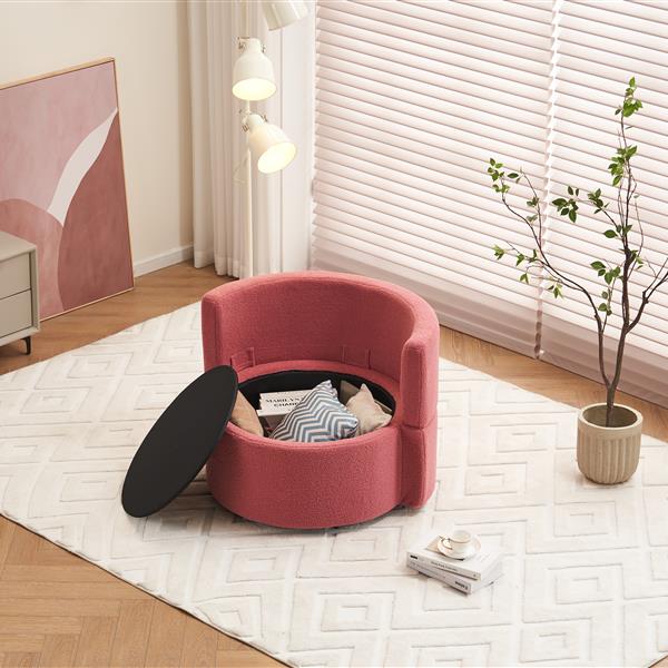 Fabric Swivel And Storage Chair With Back Cushion For Living Room,Dark Pink